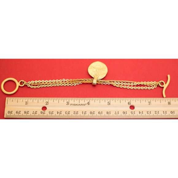Vintage Liz Claiborne Gold Tone Bracelet 8 Inch Roman Greek Fantasy - F5 - Picture 3 of 3